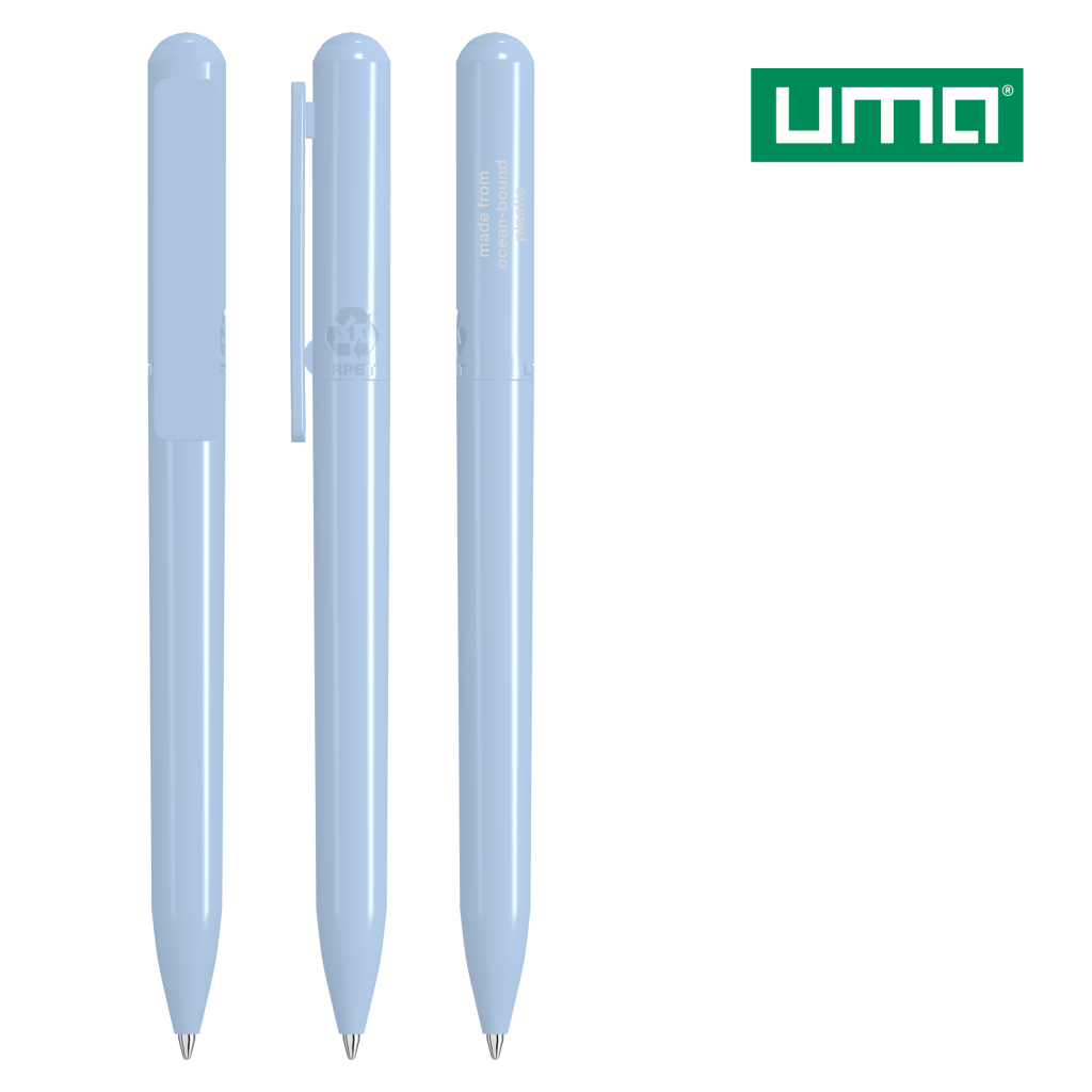 UMA RECYCLED PET PEN CHANGE ocean Drehkugelschreiber – Hellblau