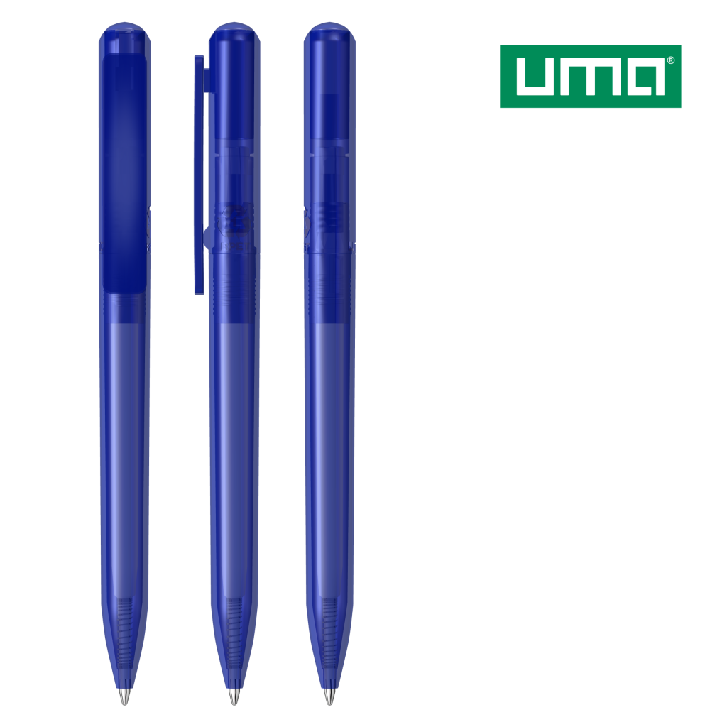 UMA RECYCLED PET PEN CHANGE transparent Drehkugelschreiber – Blau