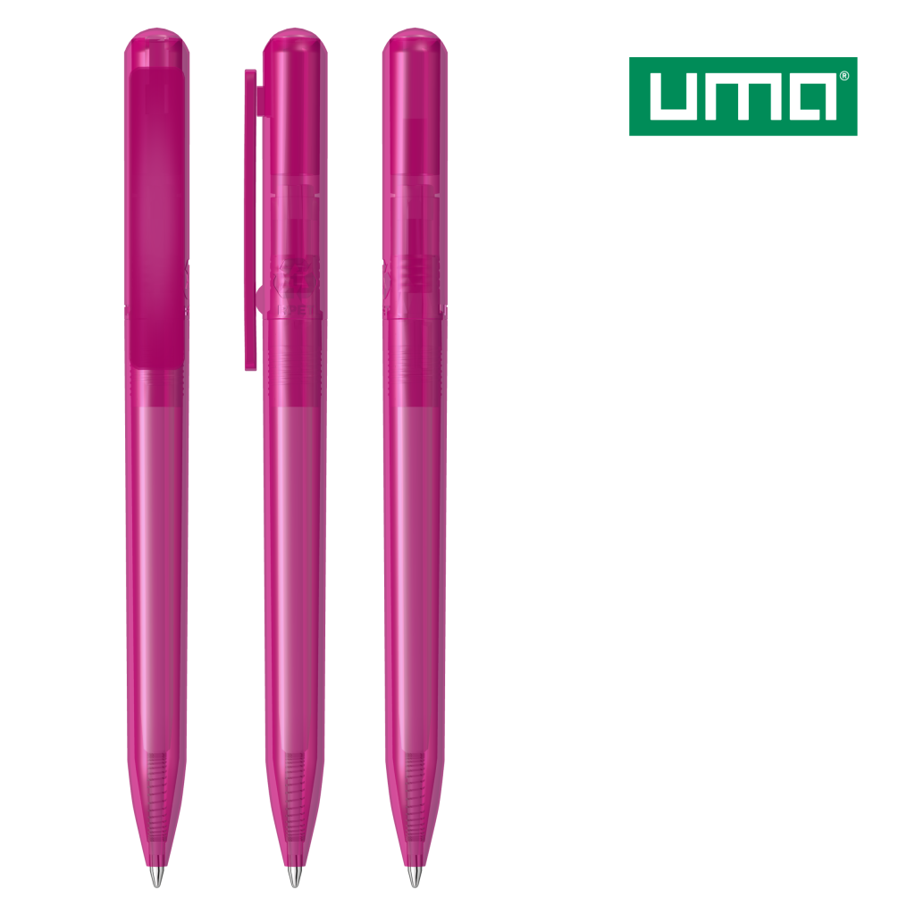 UMA RECYCLED PET PEN CHANGE transparent Drehkugelschreiber – Magenta