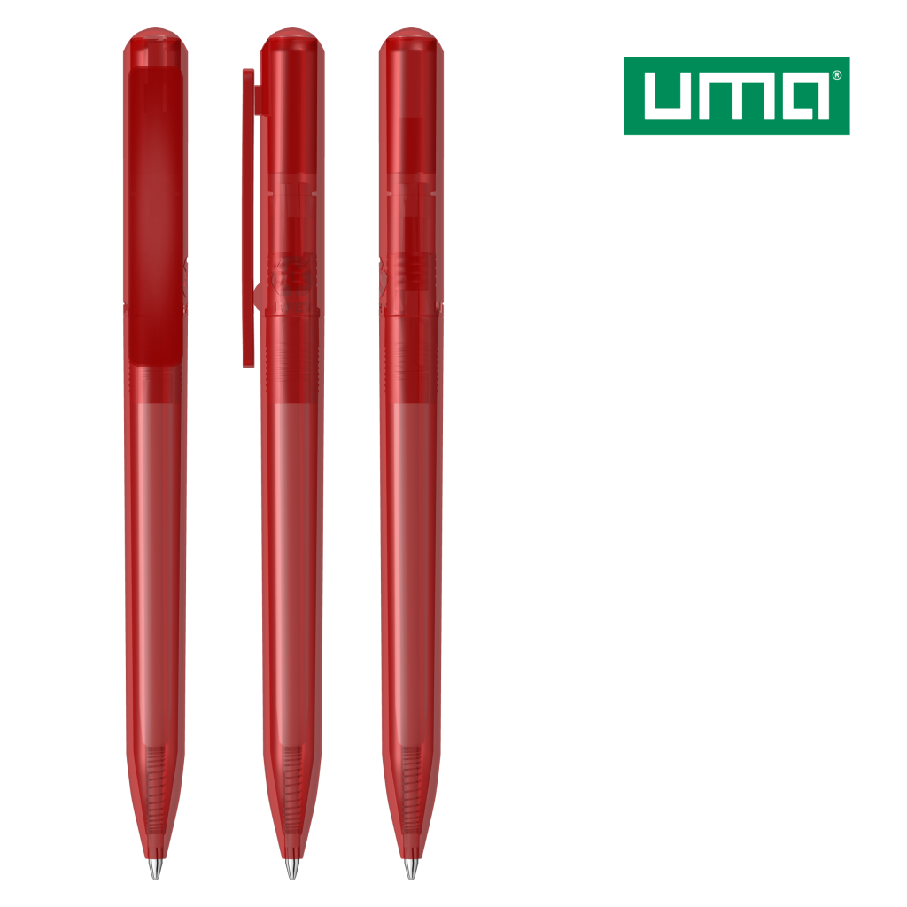 UMA RECYCLED PET PEN CHANGE transparent Drehkugelschreiber – Rot