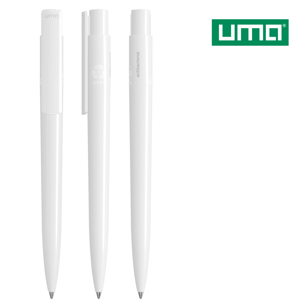 UMA RECYCLED PET PEN PRO antibacterial Druckkugelschreiber – Weiß
