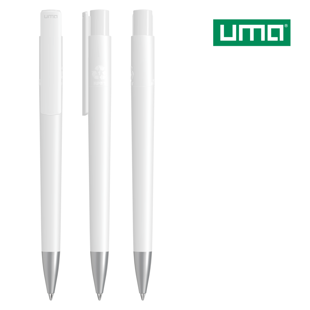 UMA RECYCLED PET PEN PRO F SI Druckkugelschreiber – Weiß