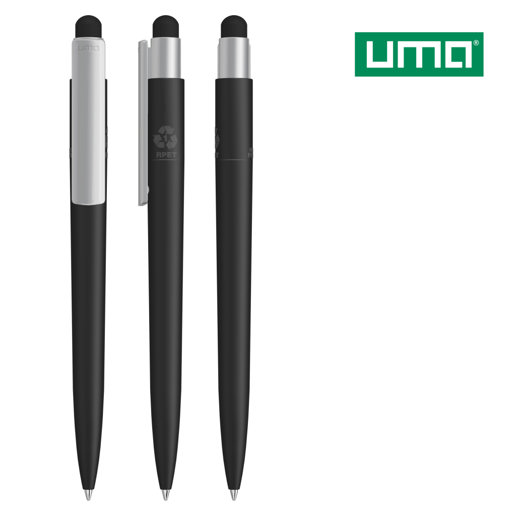 UMA RECYCLED PET PEN PRO F TOUCH Druckkugelschreiber – Schwarz
