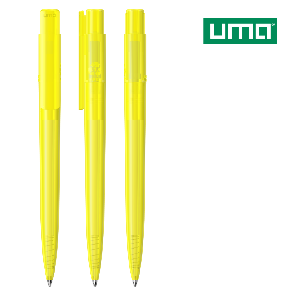UMA RECYCLED PET PEN PRO transparent Druckkugelschreiber – Gelb