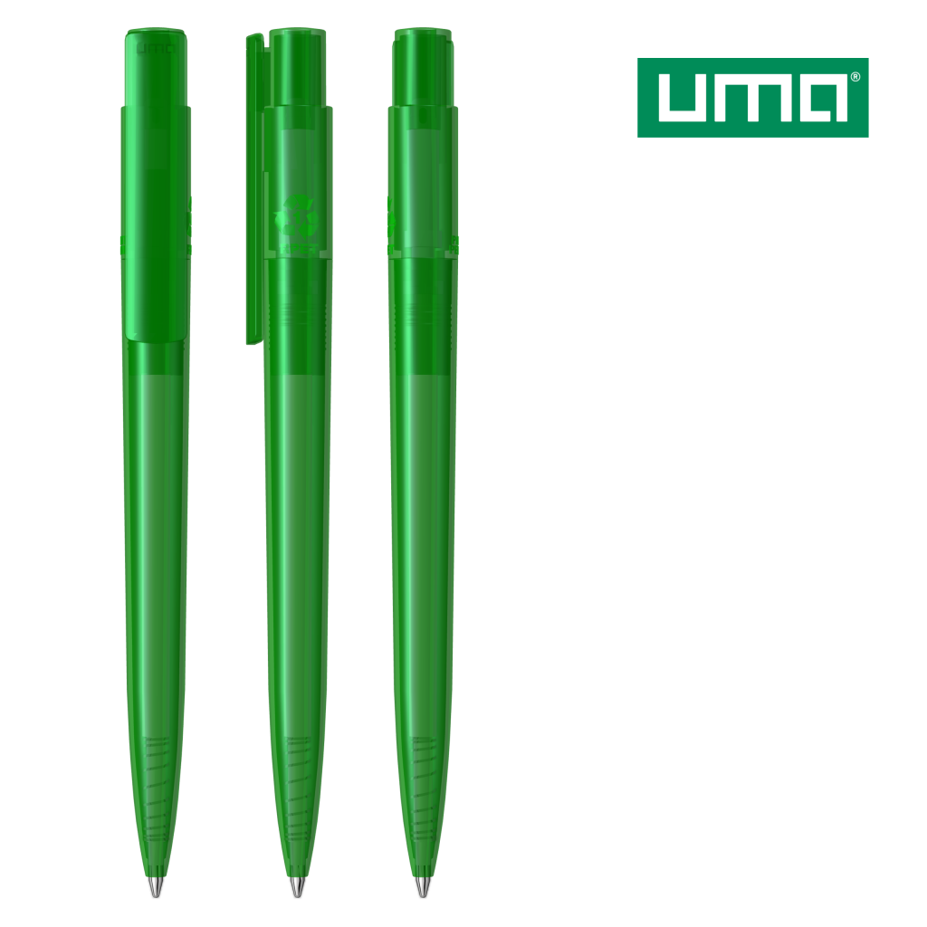 UMA RECYCLED PET PEN PRO transparent Druckkugelschreiber – Grün
