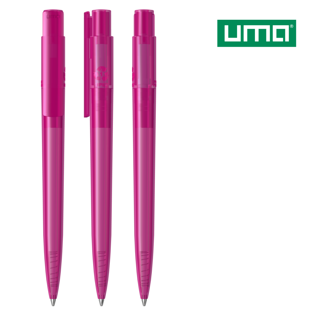 UMA RECYCLED PET PEN PRO transparent Druckkugelschreiber – Magenta