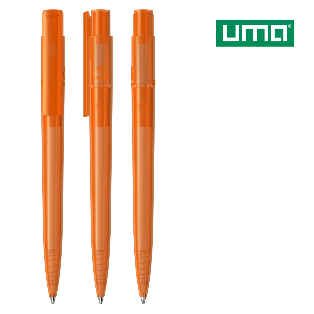 UMA RECYCLED PET PEN PRO transparent Druckkugelschreiber – Orange