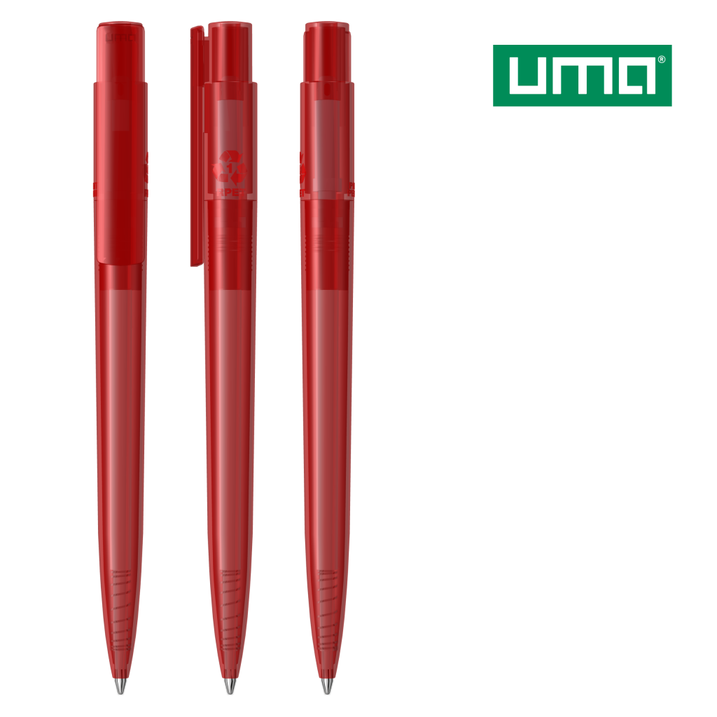 UMA RECYCLED PET PEN PRO transparent Druckkugelschreiber – Rot