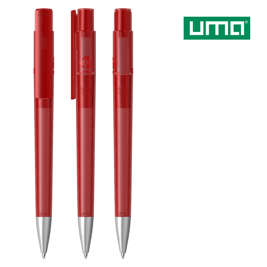 UMA RECYCLED PET PEN PRO frozen SI Druckkugelschreiber – Rot