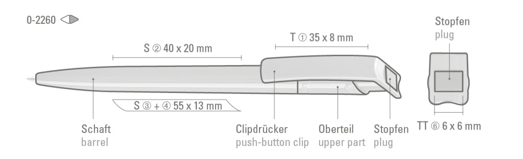 UMA RECYCLED PET PEN Druckkugelschreiber – Druckskizze