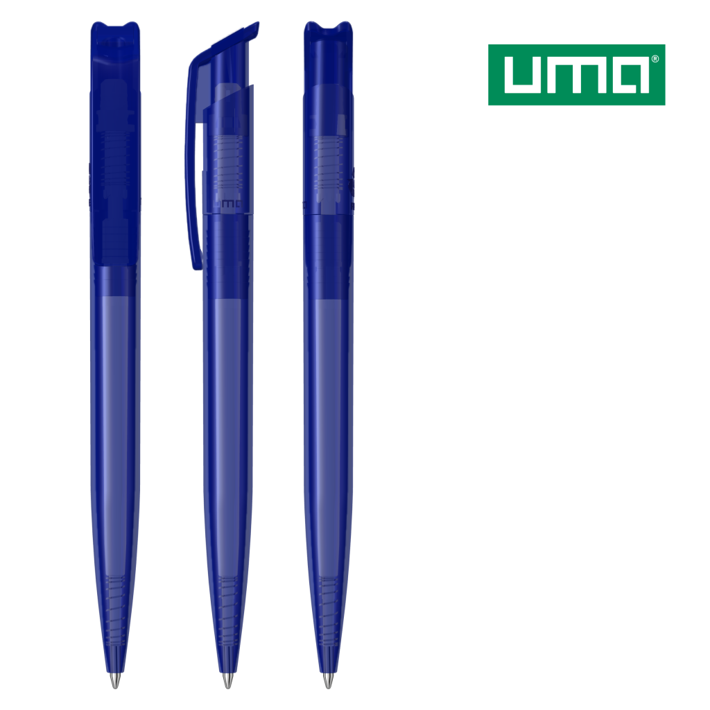 UMA RECYCLED PET PEN transparent Druckkugelschreiber – Blau