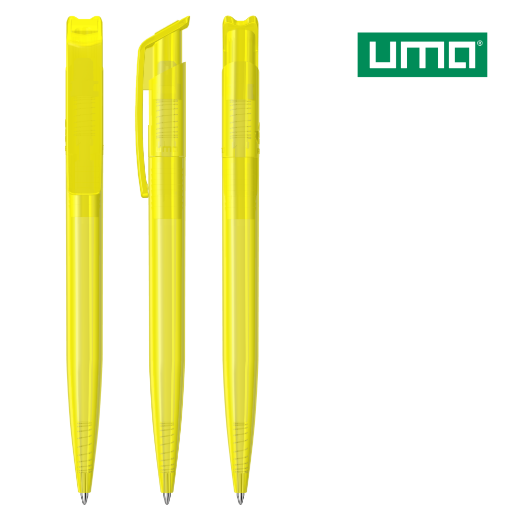 UMA RECYCLED PET PEN transparent Druckkugelschreiber – Gelb