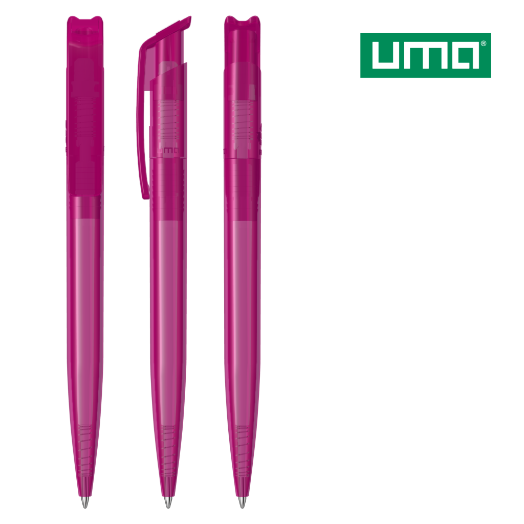 UMA RECYCLED PET PEN transparent Druckkugelschreiber – Magenta
