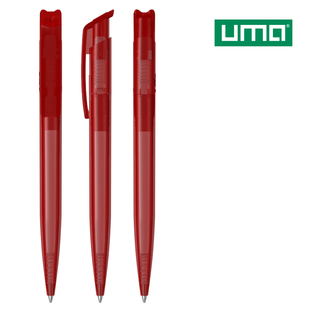 UMA RECYCLED PET PEN transparent Druckkugelschreiber – Rot