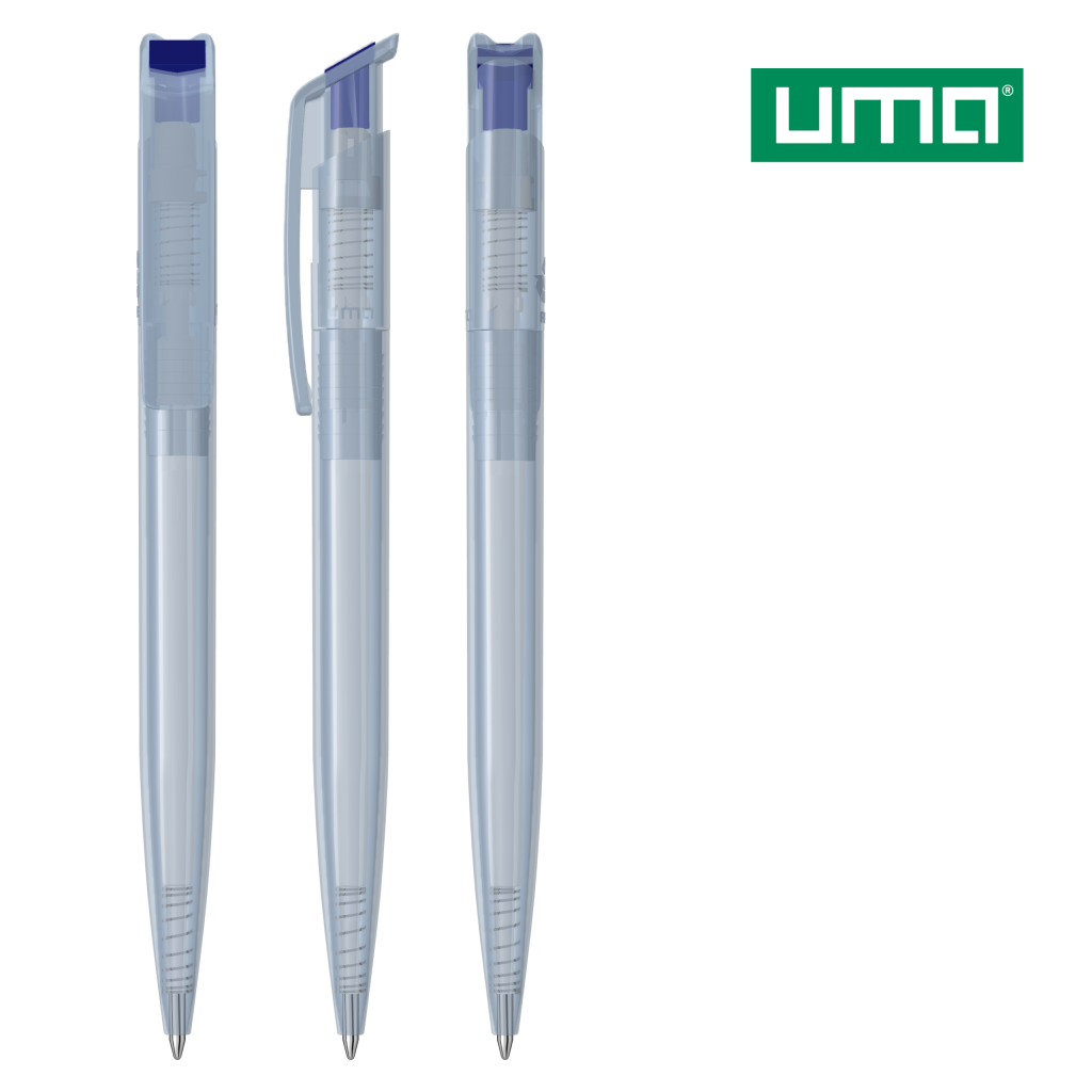 UMA RECYCLED PET PEN transparent SG Druckkugelschreiber – Dunkelblau
