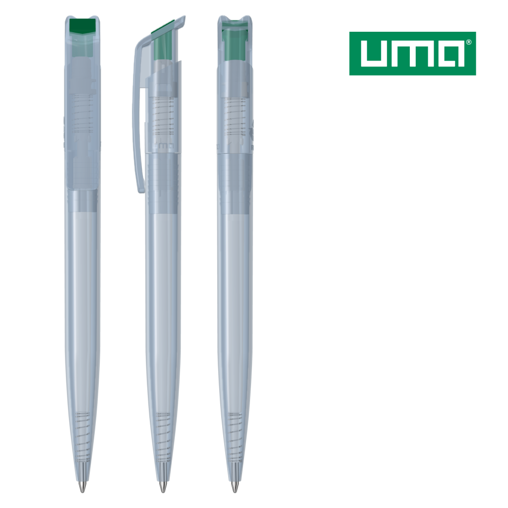 UMA RECYCLED PET PEN transparent SG Druckkugelschreiber – Dunkelgrün