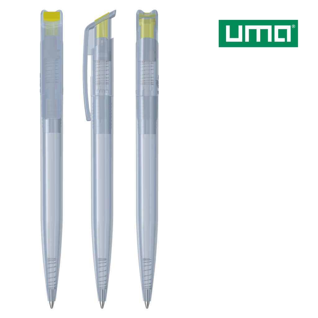 UMA RECYCLED PET PEN transparent SG Druckkugelschreiber – Gelb