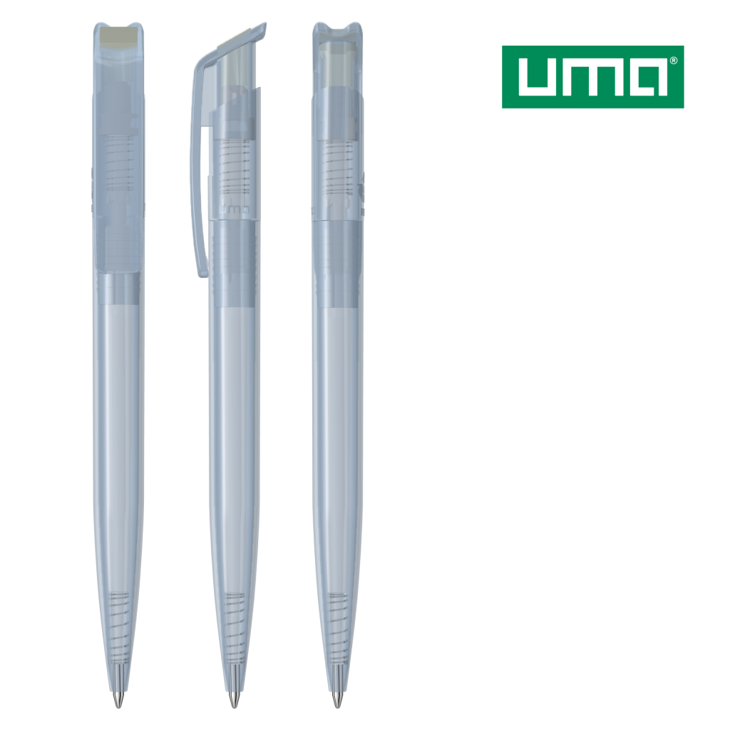 UMA RECYCLED PET PEN transparent SG Druckkugelschreiber – Grau