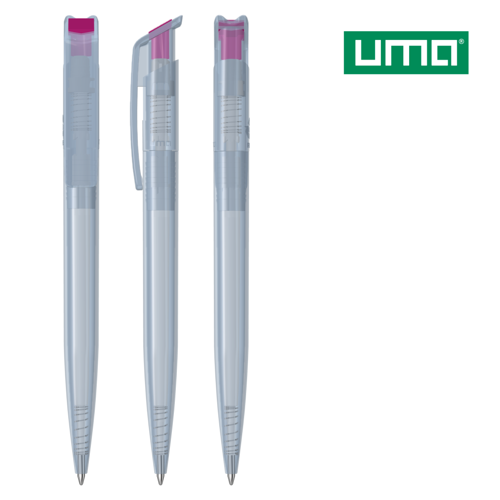 UMA RECYCLED PET PEN transparent SG Druckkugelschreiber – Magenta