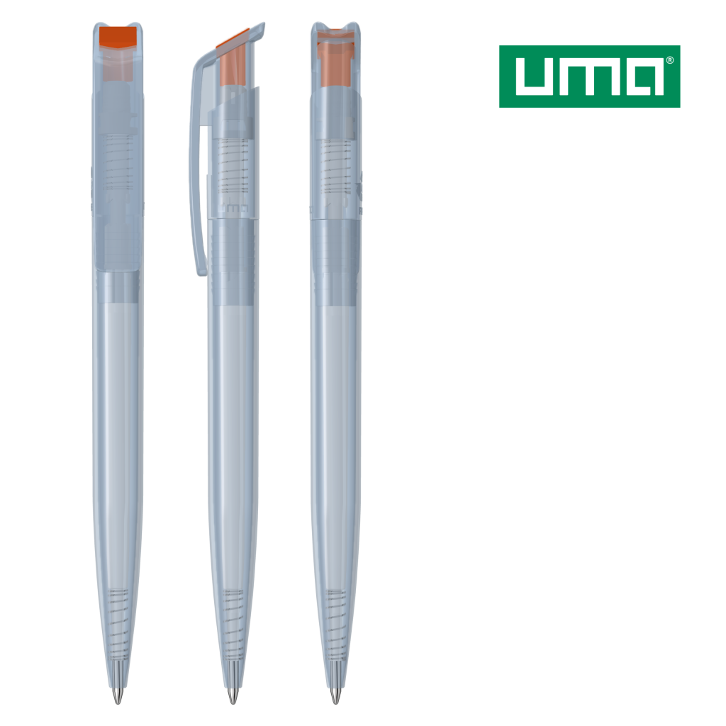 UMA RECYCLED PET PEN transparent SG Druckkugelschreiber – Orange
