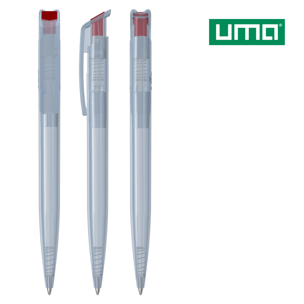 UMA RECYCLED PET PEN transparent SG Druckkugelschreiber – Rot