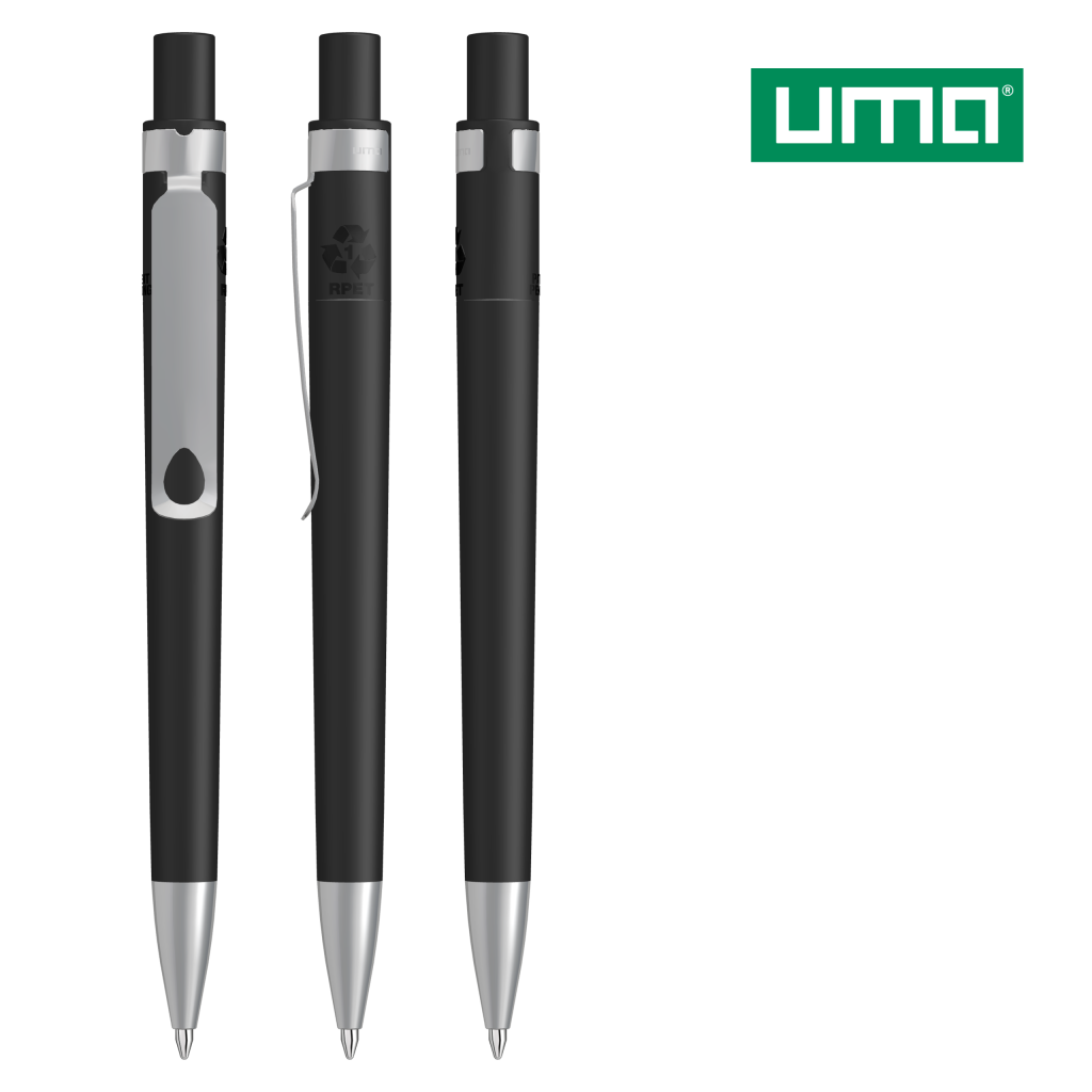 UMA RECYCLED PET PEN CORE F SI Druckkugelschreiber – Schwarz