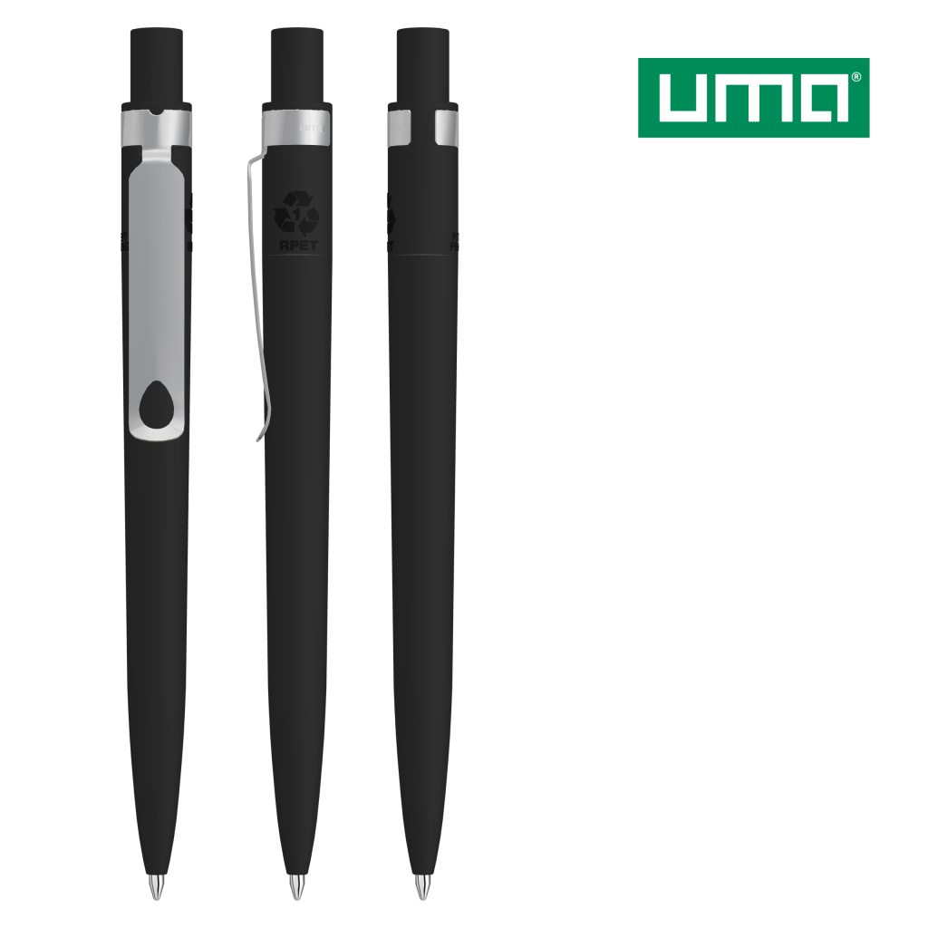 UMA RECYCLED PET PEN CORE GUM Druckkugelschreiber – Schwarz