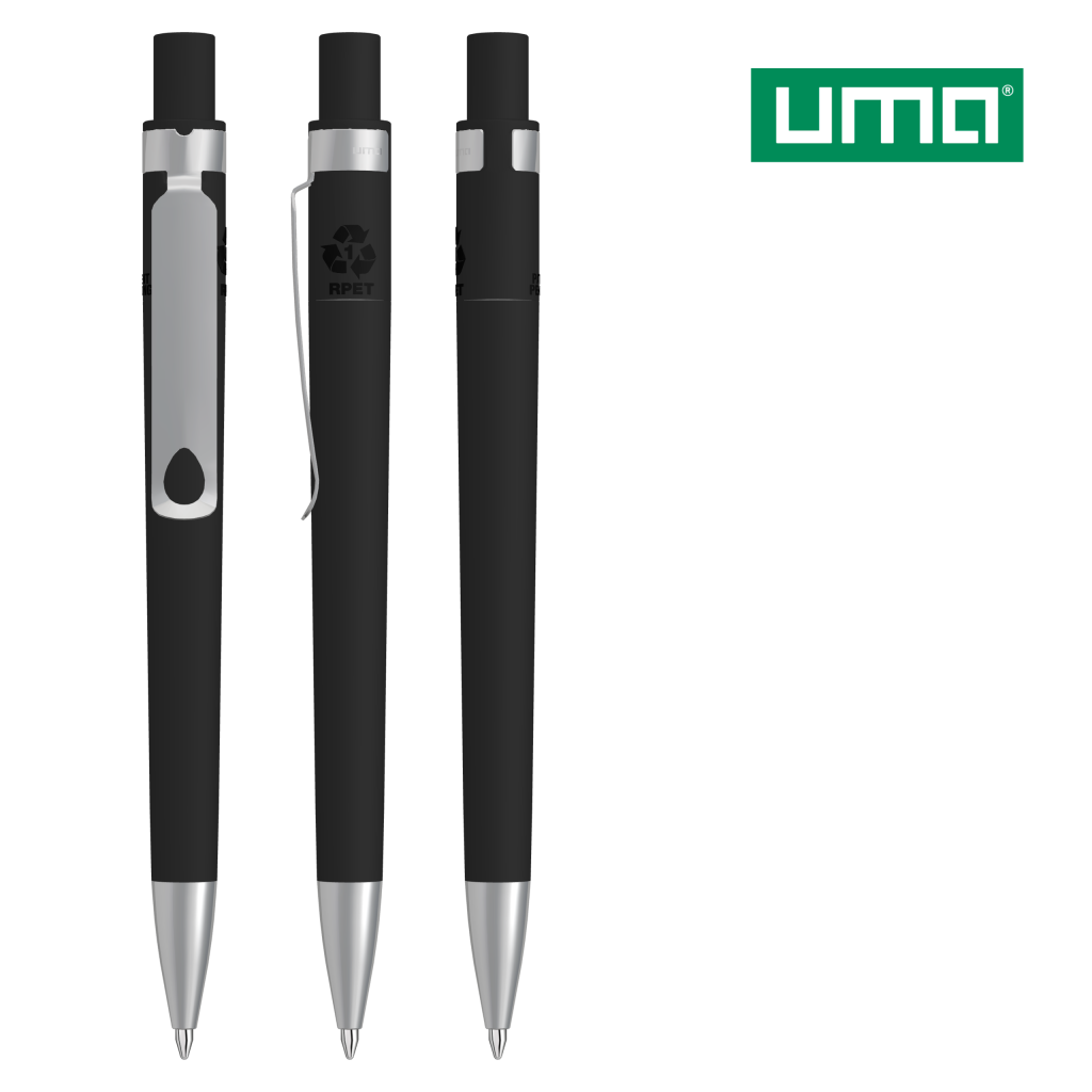 UMA RECYCLED PET PEN CORE SI GUM Druckkugelschreiber – Schwarz
