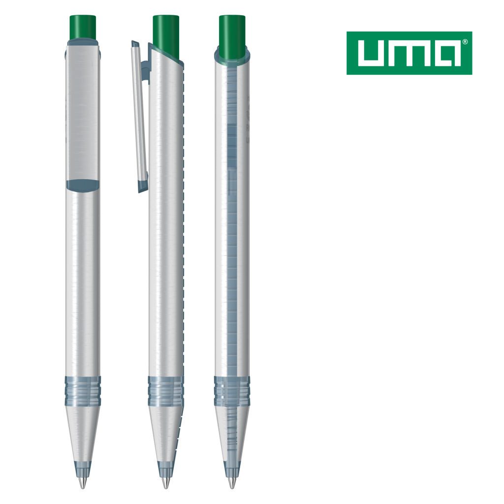 UMA RECYCLED PET PEN ALUMA transparent Druckkugelschreiber – Dunkelgrün