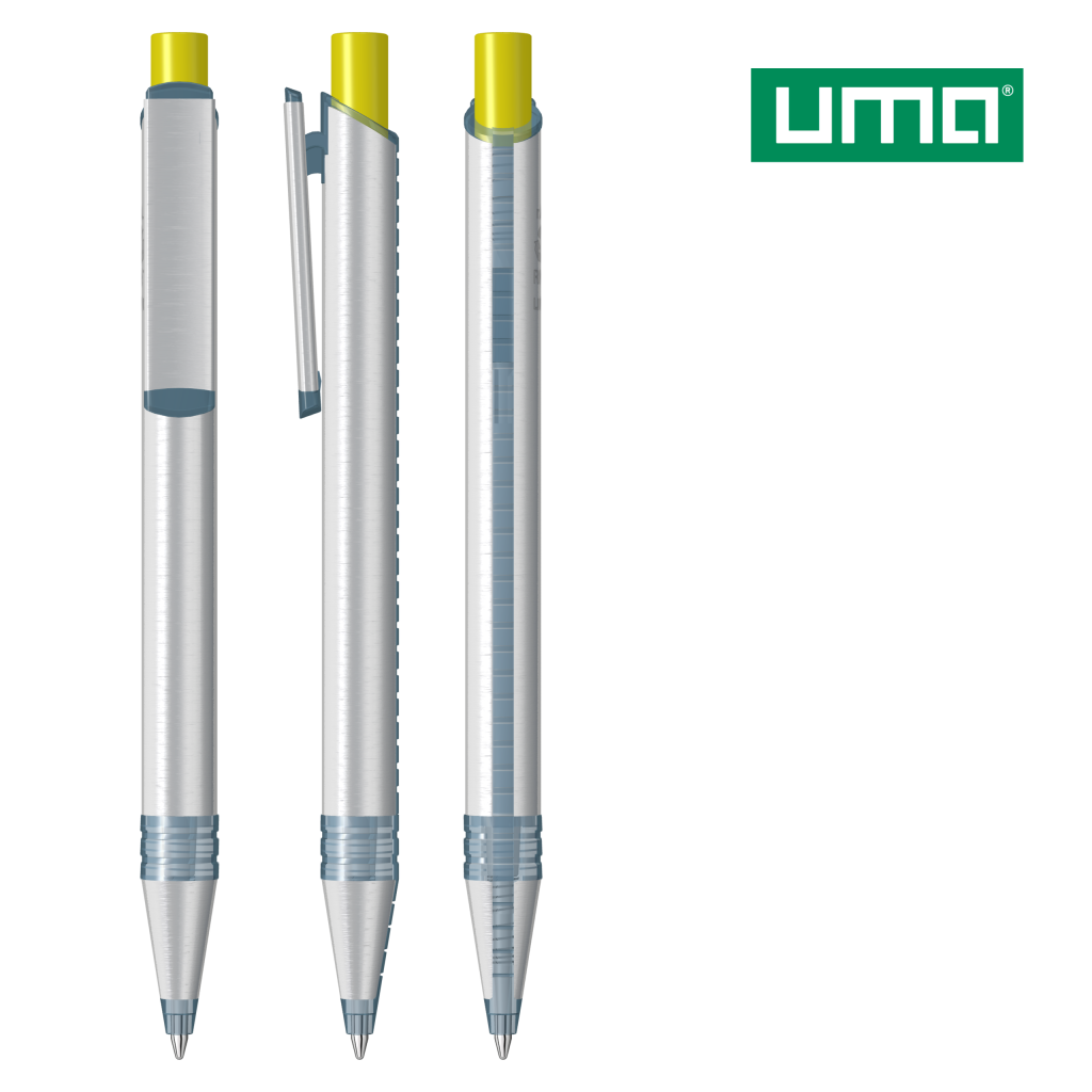 UMA RECYCLED PET PEN ALUMA transparent Druckkugelschreiber – Gelb