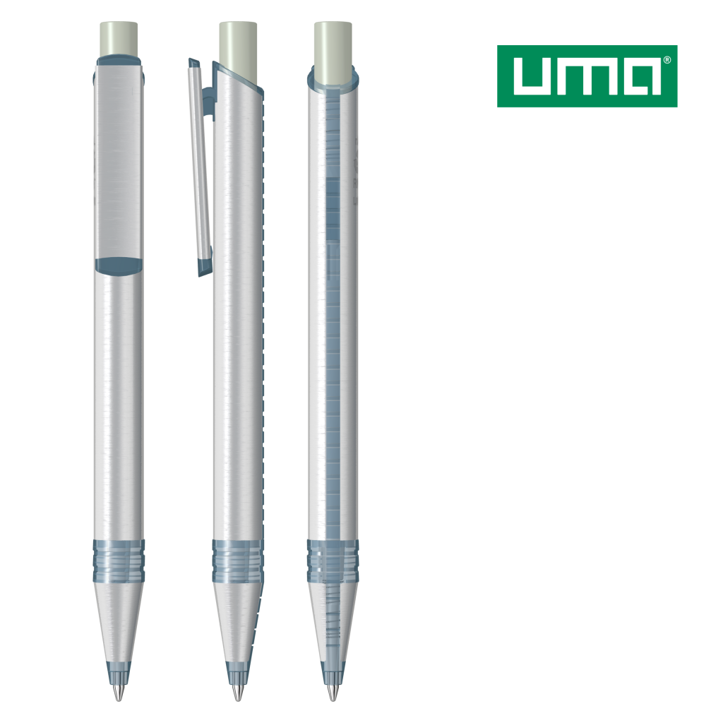 UMA RECYCLED PET PEN ALUMA transparent Druckkugelschreiber – Grau