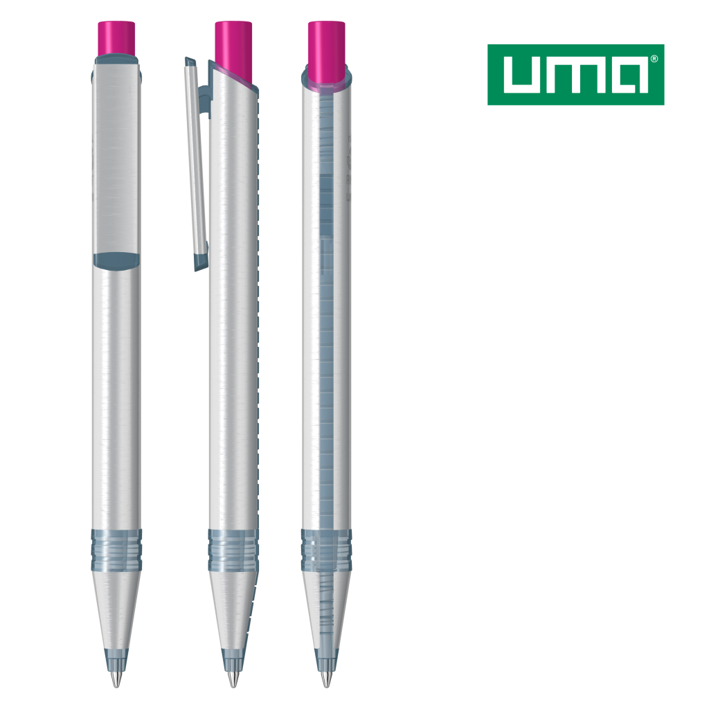 UMA RECYCLED PET PEN ALUMA transparent Druckkugelschreiber – Magenta