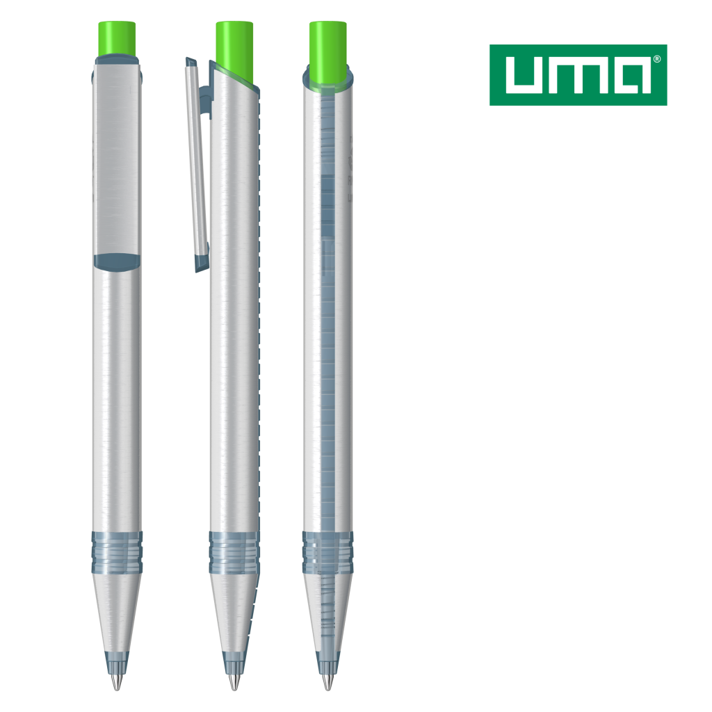 UMA RECYCLED PET PEN ALUMA transparent Druckkugelschreiber – Mittelgrün