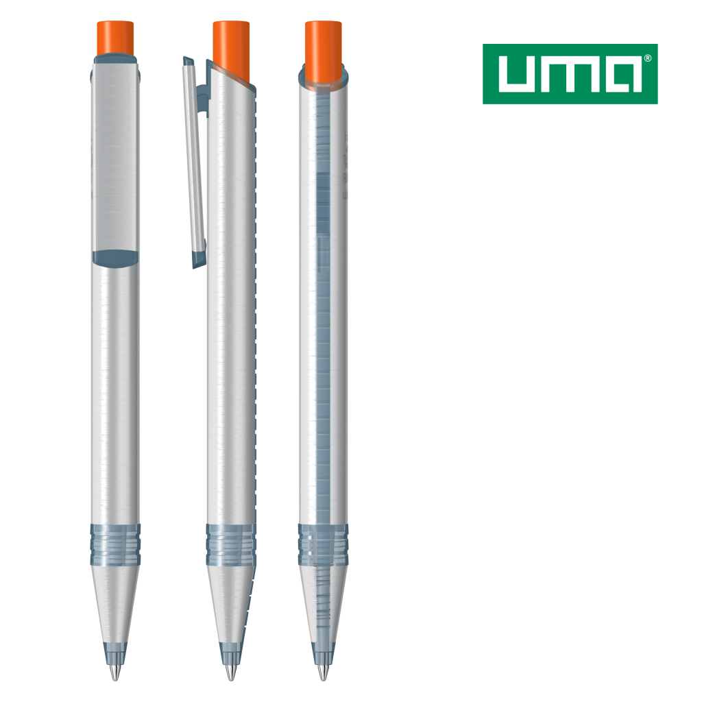 UMA RECYCLED PET PEN ALUMA transparent Druckkugelschreiber – Orange