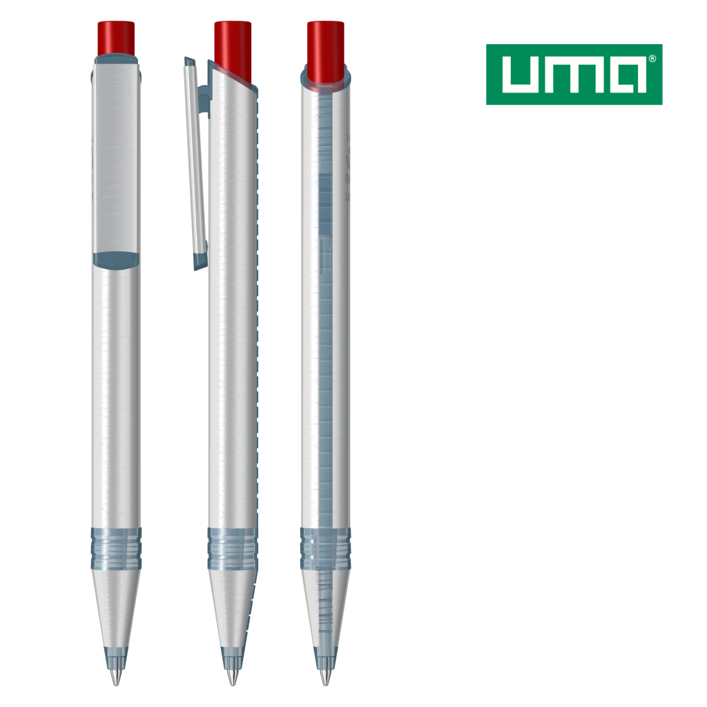 UMA RECYCLED PET PEN ALUMA transparent Druckkugelschreiber – Rot