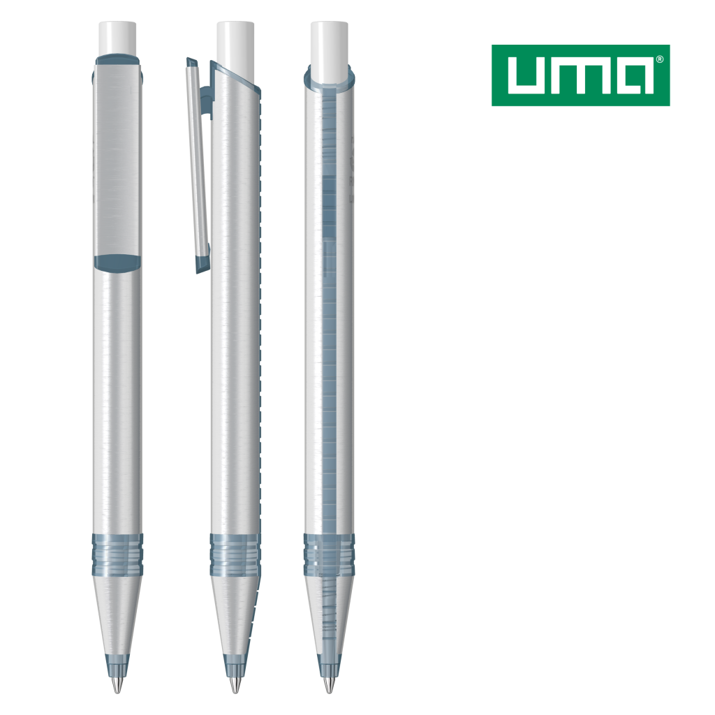 UMA RECYCLED PET PEN ALUMA transparent Druckkugelschreiber – Weiß
