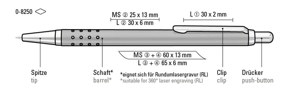 UMA SLIMLINE Druckkugelschreiber – Druckskizze
