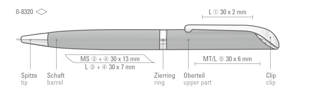 UMA SHADOW Drehkugelschreiber – Druckskizze