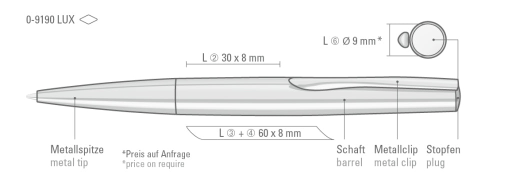 UMA ELEGANCE LUX Drehkugelschreiber – Druckskizze