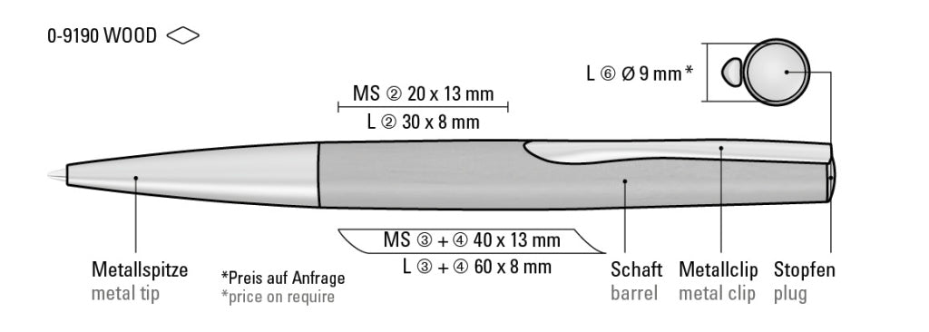 UMA ELEGANCE WOOD Drehkugelschreiber – Druckskizze