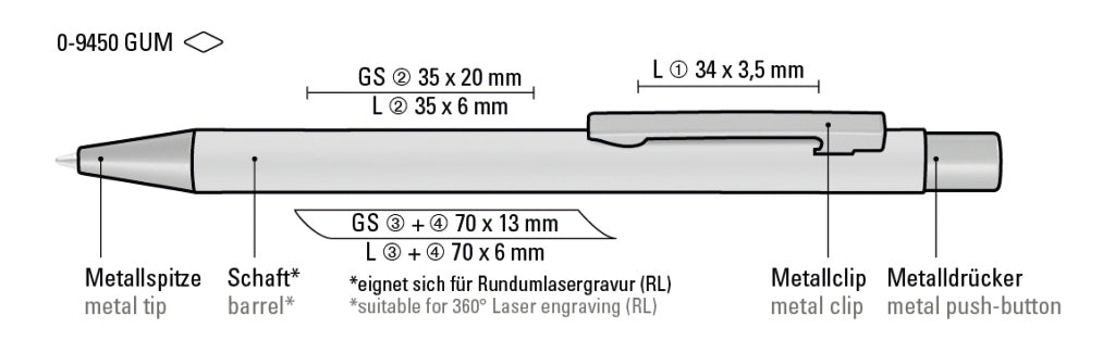 UMA STRAIGHT GUM Druckkugelschreiber – Druckskizze