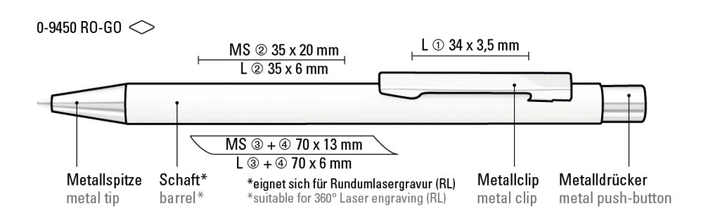 UMA STRAIGHT RO-GO Druckkugelschreiber – Druckskizze