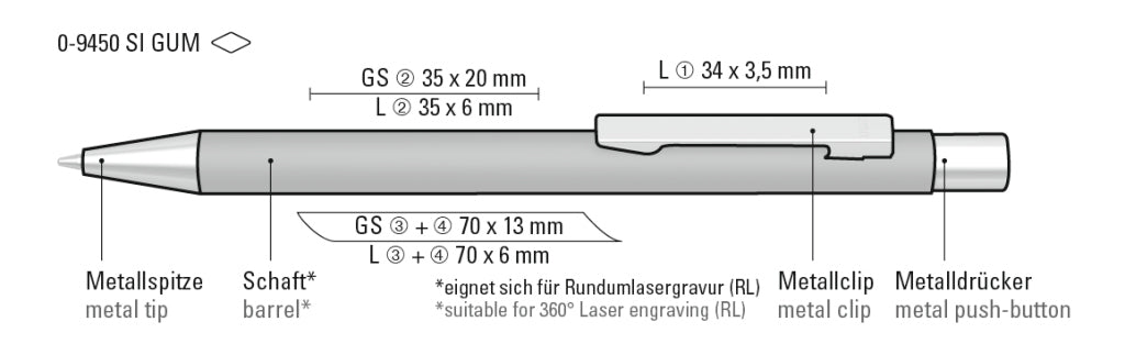 UMA STRAIGHT SI GUM Druckkugelschreiber – Druckskizze