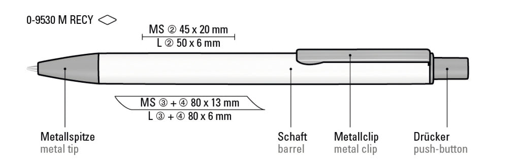 UMA GROOVE M RECY Druckkugelschreiber – Druckskizze