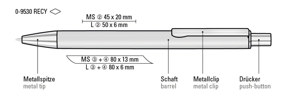 UMA GROOVE RECY Druckkugelschreiber – Druckskizze