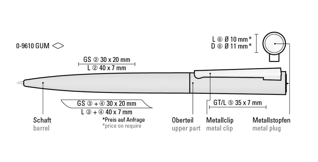 UMA BRUSH GUM Drehkugelschreiber – Druckskizze
