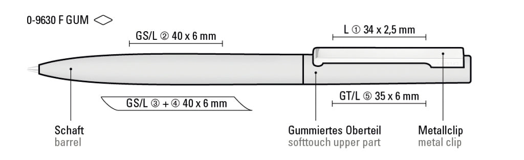 UMA BRIGHT F GUM Drehkugelschreiber – Druckskizze