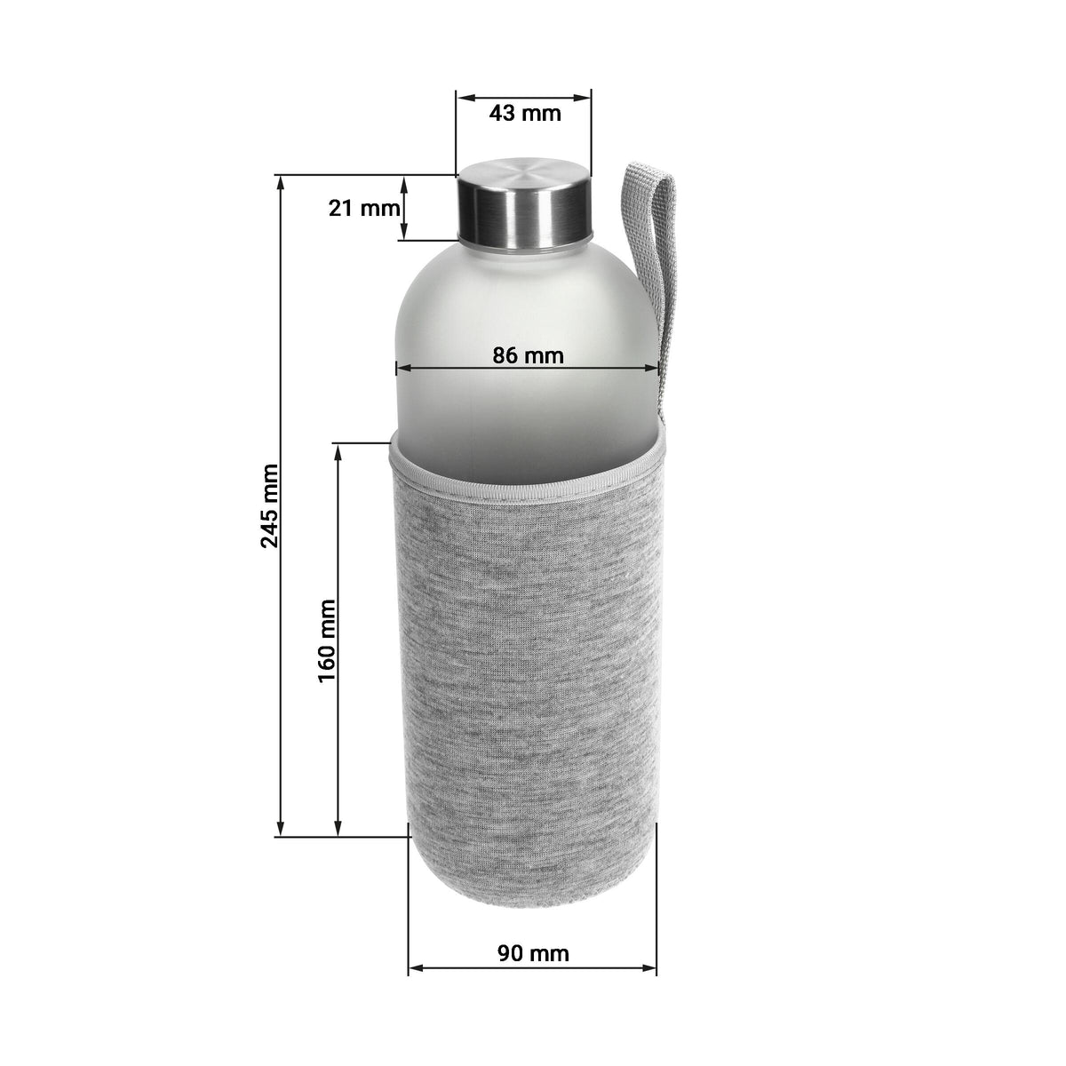 Glasflasche mit Hülle „Iced“ 1,0 l als Werbeartikel mit Logo