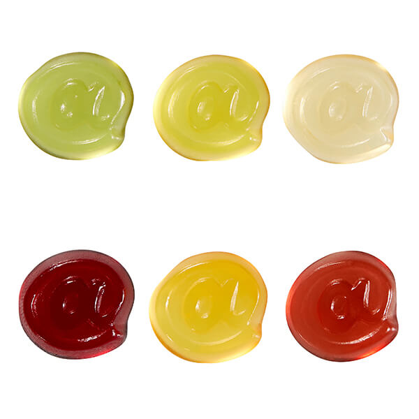 Fruchtgummi STANDARD-Formen 15 g im konventionellen Tütchen – @ Zeichen