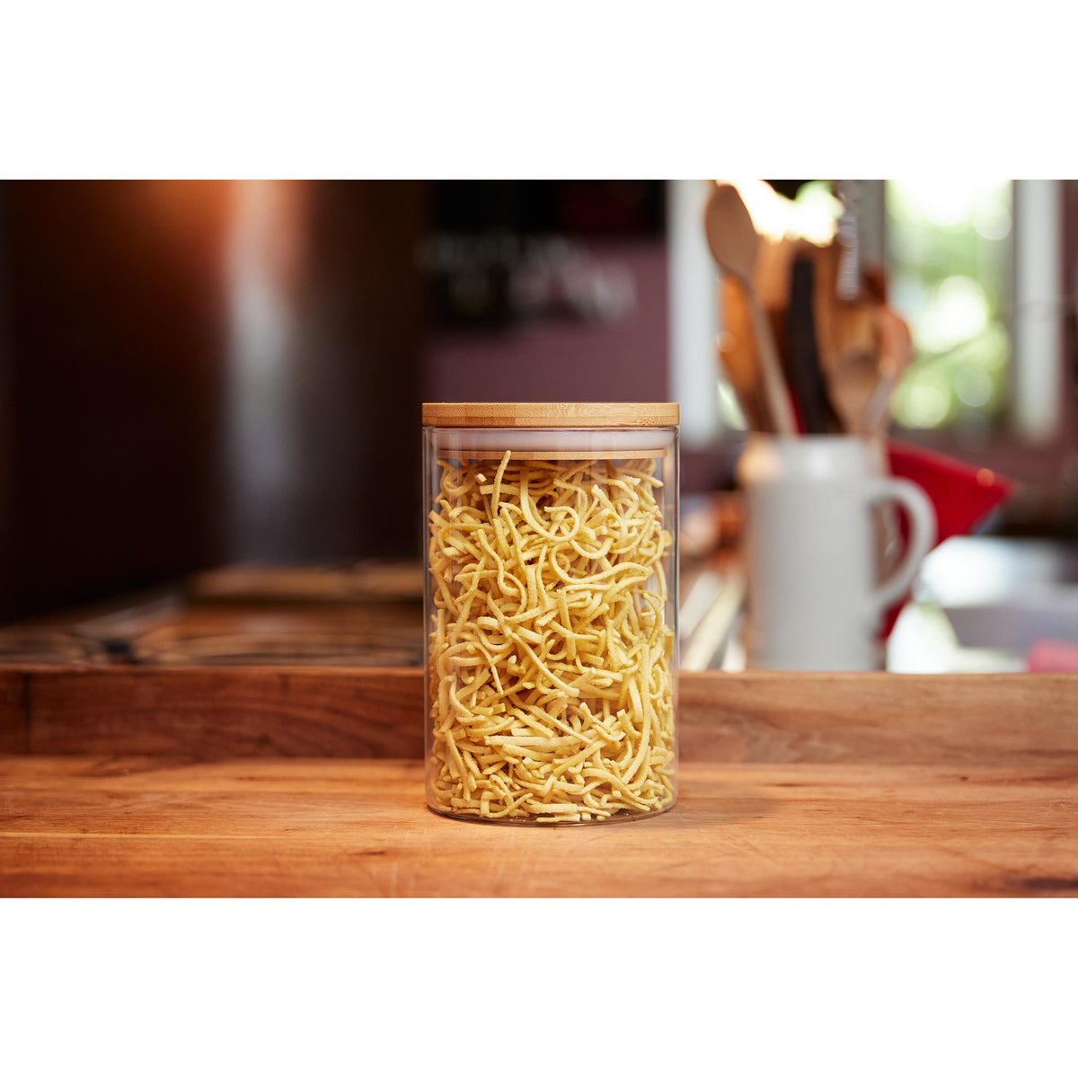 Glasbehälter „Bamboo“, 1,6 l als Werbeartikel mit Logo